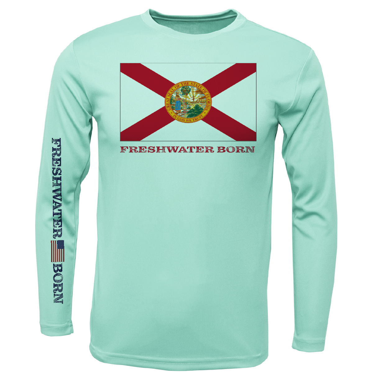 Florida Flag Freshwater Born Girl's Long Sleeve UPF 50+ Dry-Fit Shirt