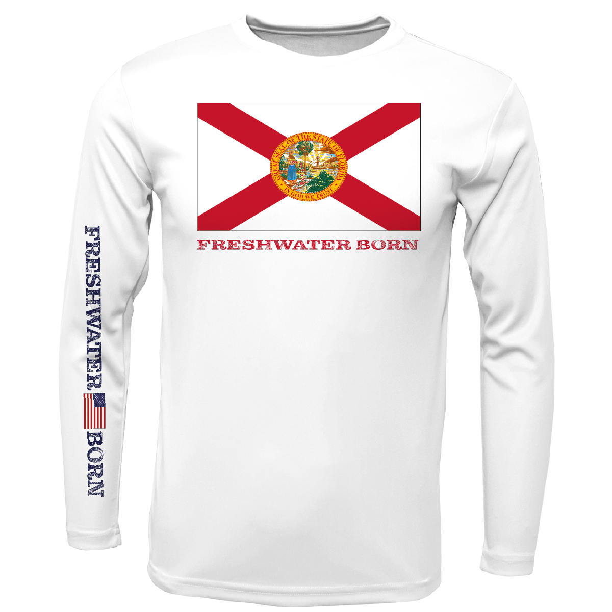 Florida Flag Freshwater Born Girl's Long Sleeve UPF 50+ Dry-Fit Shirt