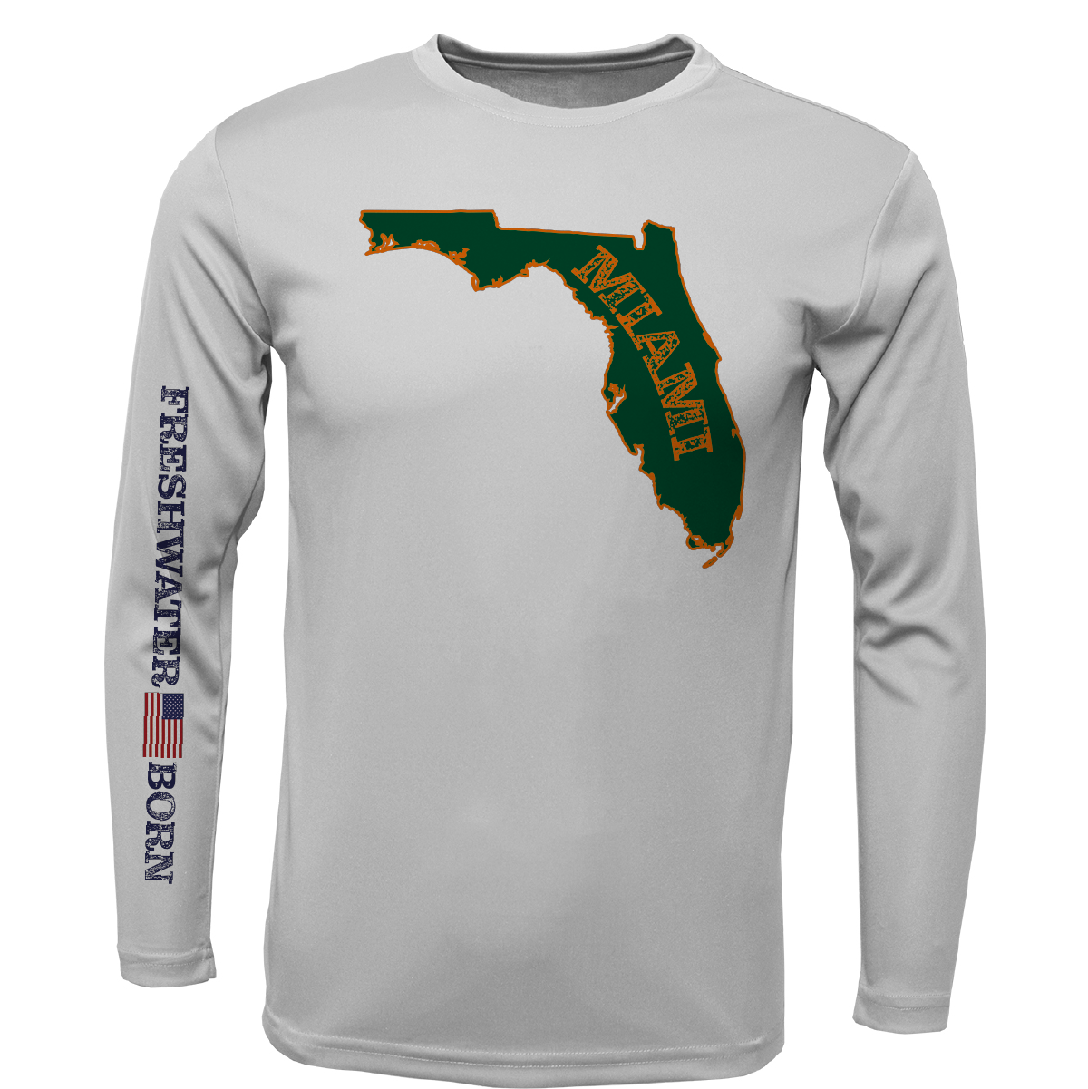 Miami Orange and Green Freshwater Born Girl's Long Sleeve UPF 50+ Dry-Fit Shirt