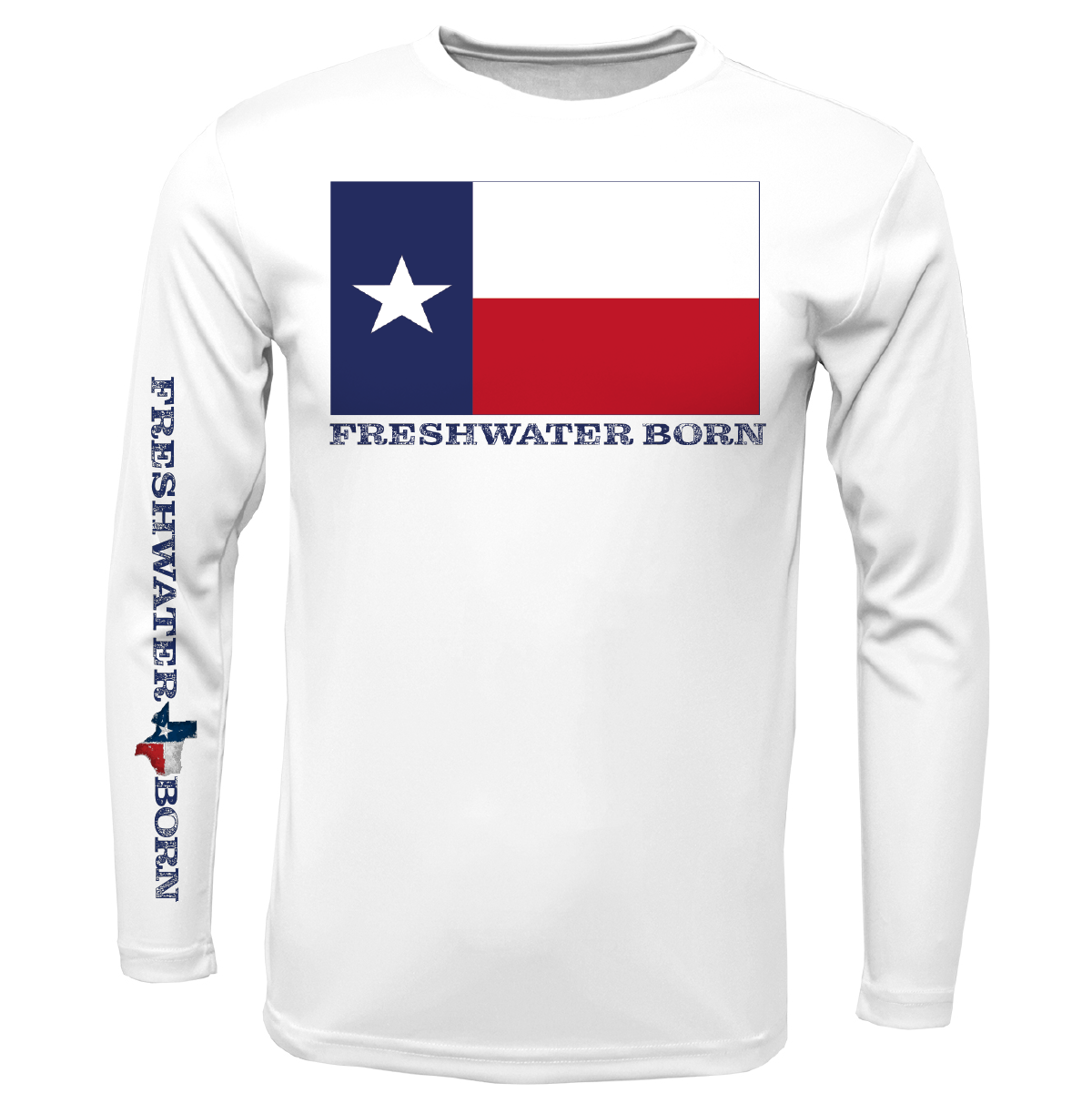 Texas Flag Freshwater Born Boy's Long Sleeve UPF 50+ Dry-Fit Shirt