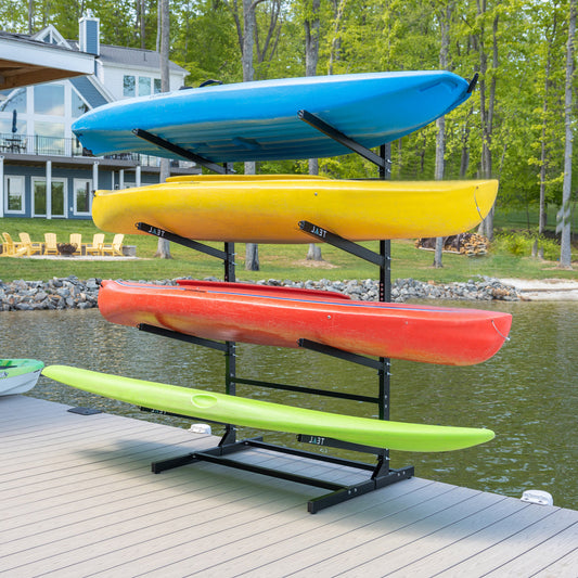 Freestanding 4-Level Kayak & Paddleboard Storage Rack, Black