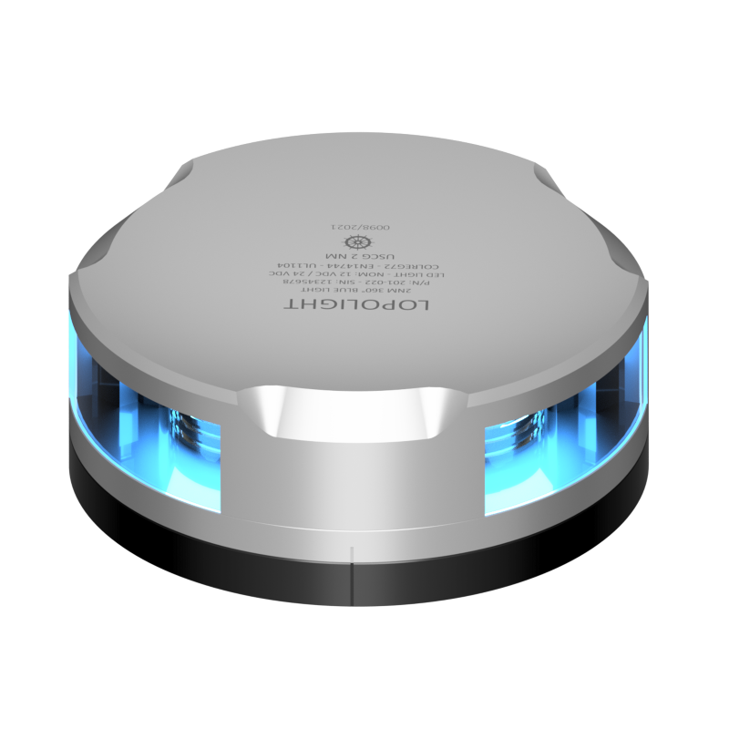 Lopolight 4nm 360 Degree Blue Strobe Silver with FB Base | SendIt Sailing