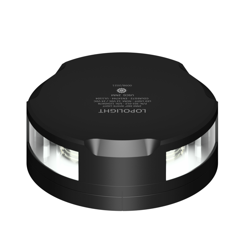 Lopolight 2nm 360 Degree White/Strobe 2Hz Black with FB Base | SendIt Sailing