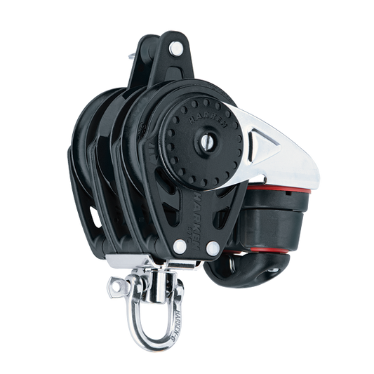 Harken 57mm Triple Ratchamatic Block Swivel, Becket, Cam Cleat | SendIt Sailing