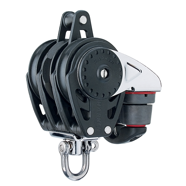 Harken 75mm Triple Ratchamatic Block Swivel, Becket, Cam Cleat | SendIt Sailing