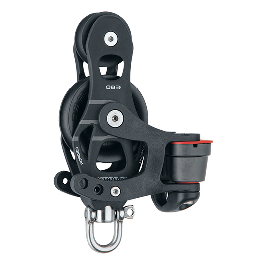 Harken 60mm Aluminum Element Fiddle Block Swivel, Cam Cleat | SendIt Sailing