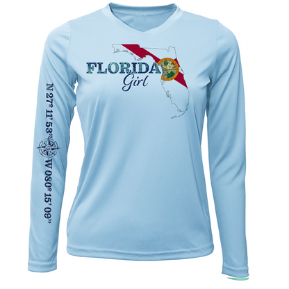 Lat/Long Stuart Florida Girl Long Sleeve UPF 50+ Dry-Fit Shirt