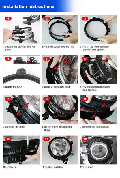 Empire Offroad LED JL 9in to 7in Headlight Conversion Brackets | SendIt SailingEmpire Offroad LED JL 9in to 7in Headlight Conversion Brackets