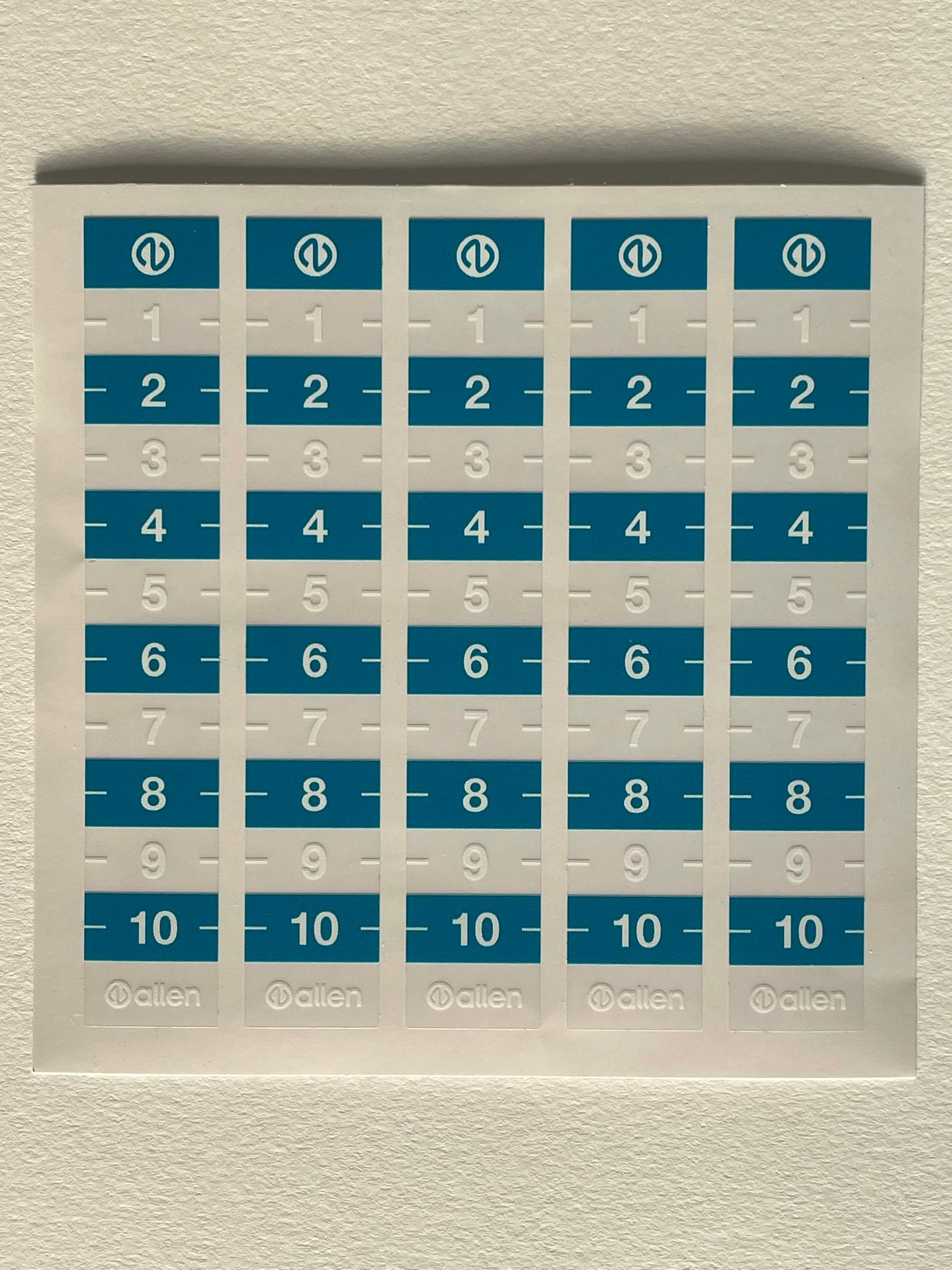Allen Medium Calibration Sticker 1 To 10 In 2Cm Increments 1 Sheet