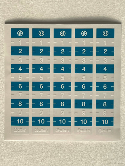 Allen Medium Calibration Sticker 1 To 10 In 2Cm Increments 1 Sheet