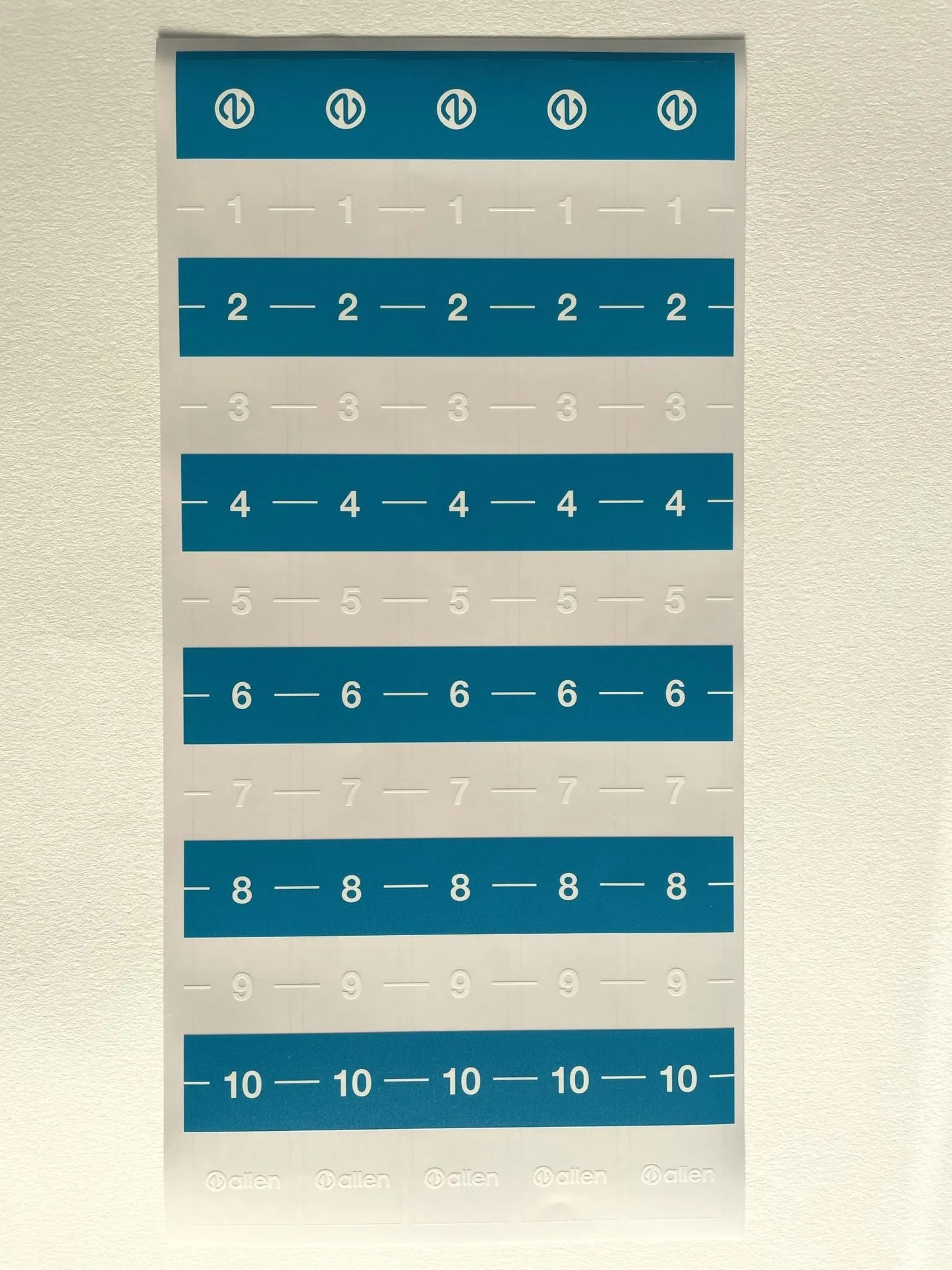 Allen Medium Calibration Sticker 1 To 10 In 2Cm Increments 1 Sheet