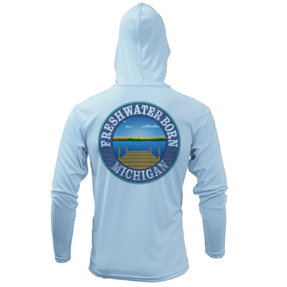 Michigan Freshwater Born SUP Flag Women's Long Sleeve UPF 50+ Dry-Fit Hoodie
