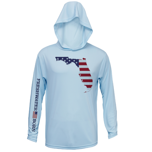State of Florida USA Freshwater Born Men's Long Sleeve UPF 50+ Dry-Fit Hoodie