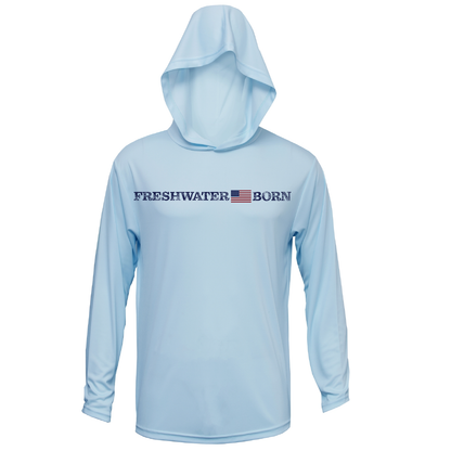 Michigan Freshwater Born Men's Linear Logo Long Sleeve UPF 50+ Dry-Fit Hoodie