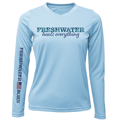 Michigan "Freshwater Heals Everything" Women's Long Sleeve UPF 50+ Dry-Fit Shirt