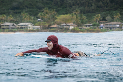 Maroon Carvico Hooded Surf Rashguard