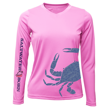 Blue Crab Wrap Women's Long Sleeve UPF 50+ Dry-Fit Shirt