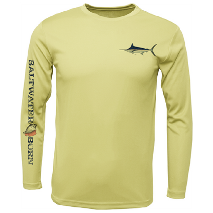 Blue Marlin on Chest Long Sleeve UPF 50+ Dry-Fit Shirt