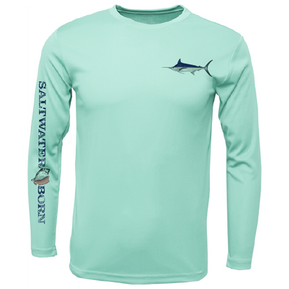 Blue Marlin on Chest Long Sleeve UPF 50+ Dry-Fit Shirt