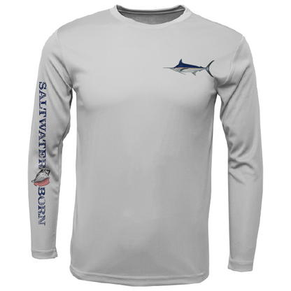 Blue Marlin on Chest Long Sleeve UPF 50+ Dry-Fit Shirt