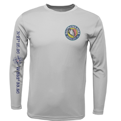 Siesta Key, FL Saltwater Born Circle Logo Long Sleeve UPF 50+ Dry-Fit Shirt