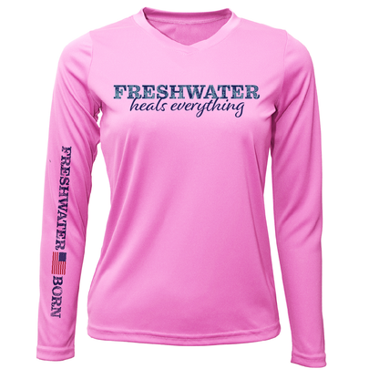 Michigan "Freshwater Heals Everything" Women's Long Sleeve UPF 50+ Dry-Fit Shirt