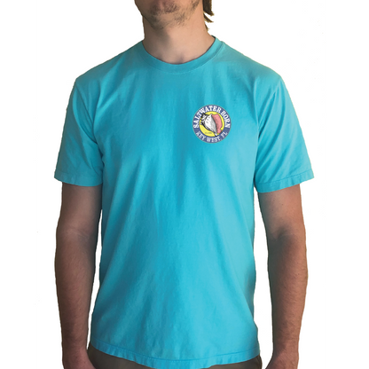 Key West, Florida Circle Logo Saltwater Born Tee