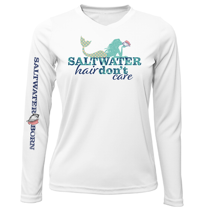 Key West, FL "Saltwater Hair...Don't Care" Women's Long Sleeve UPF 50+ Dry-Fit Shirt