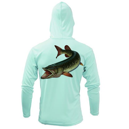 Michigan Freshwater Born Pike Men's Long Sleeve UPF 50+ Dry-Fit Hoodie