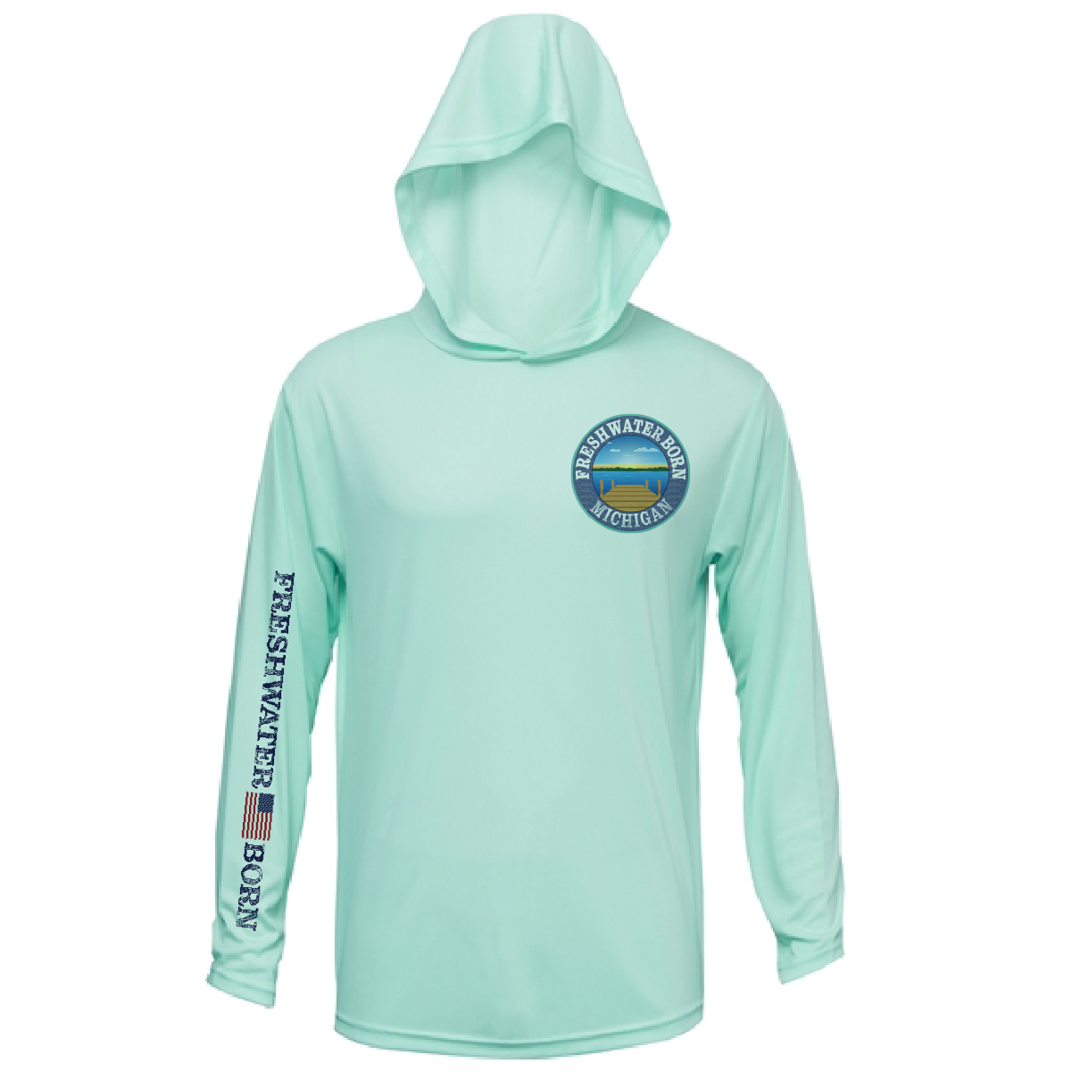 Michigan Freshwater Born Pike Men's Long Sleeve UPF 50+ Dry-Fit Hoodie