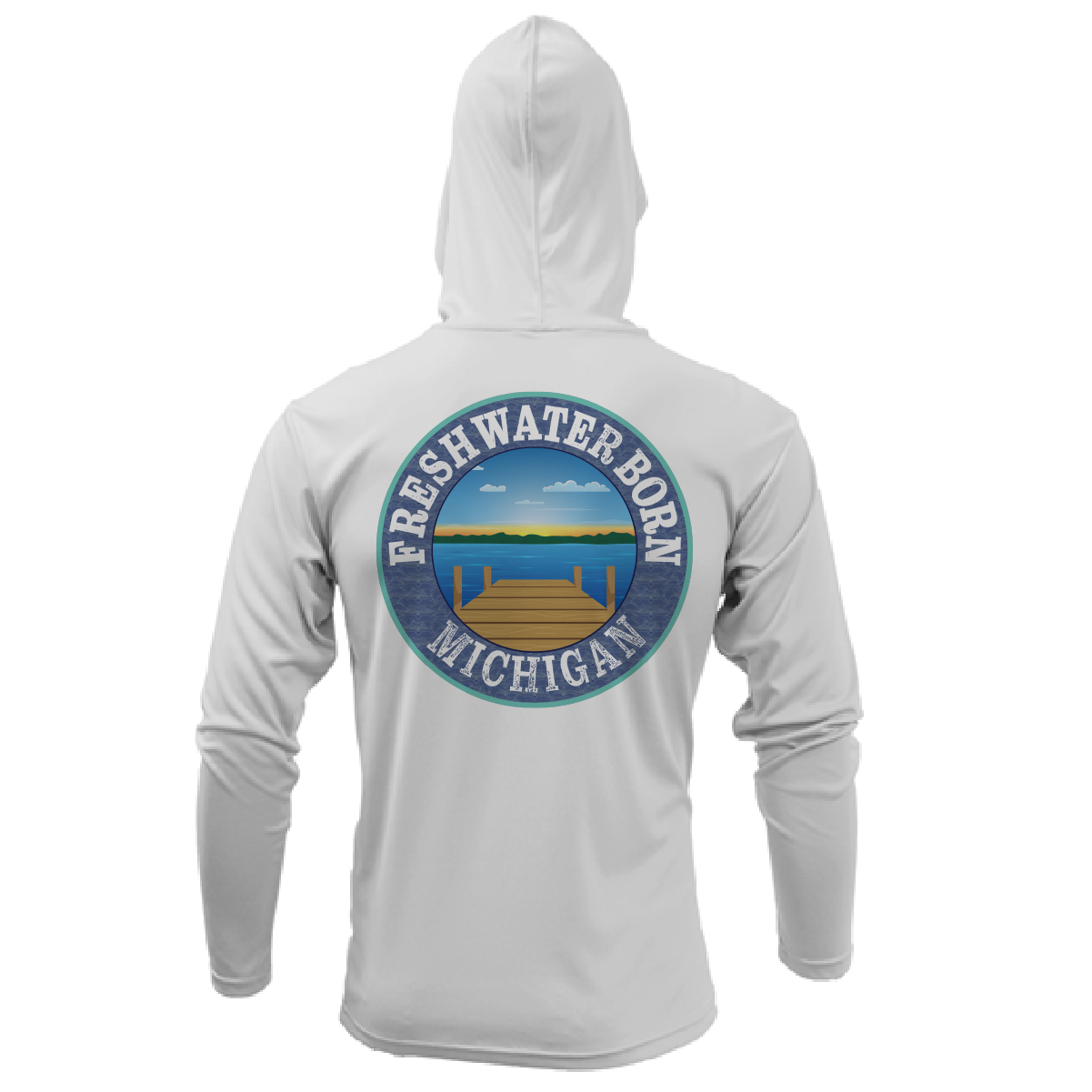 Michigan Freshwater Born Women's Linear Logo Long Sleeve UPF 50+ Dry-Fit Hoodie