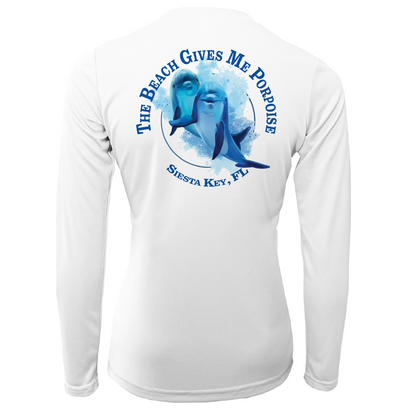 Siesta Key "The Beach Gives me Porpoise" Women's Long Sleeve UPF 50+ Dry-Fit Shirt