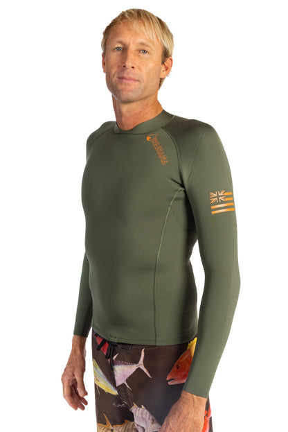Men's Ranger Green Rear-zip Surf Top v1