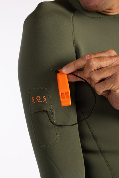 Men's Ranger Green Rear-zip Surf Top v1