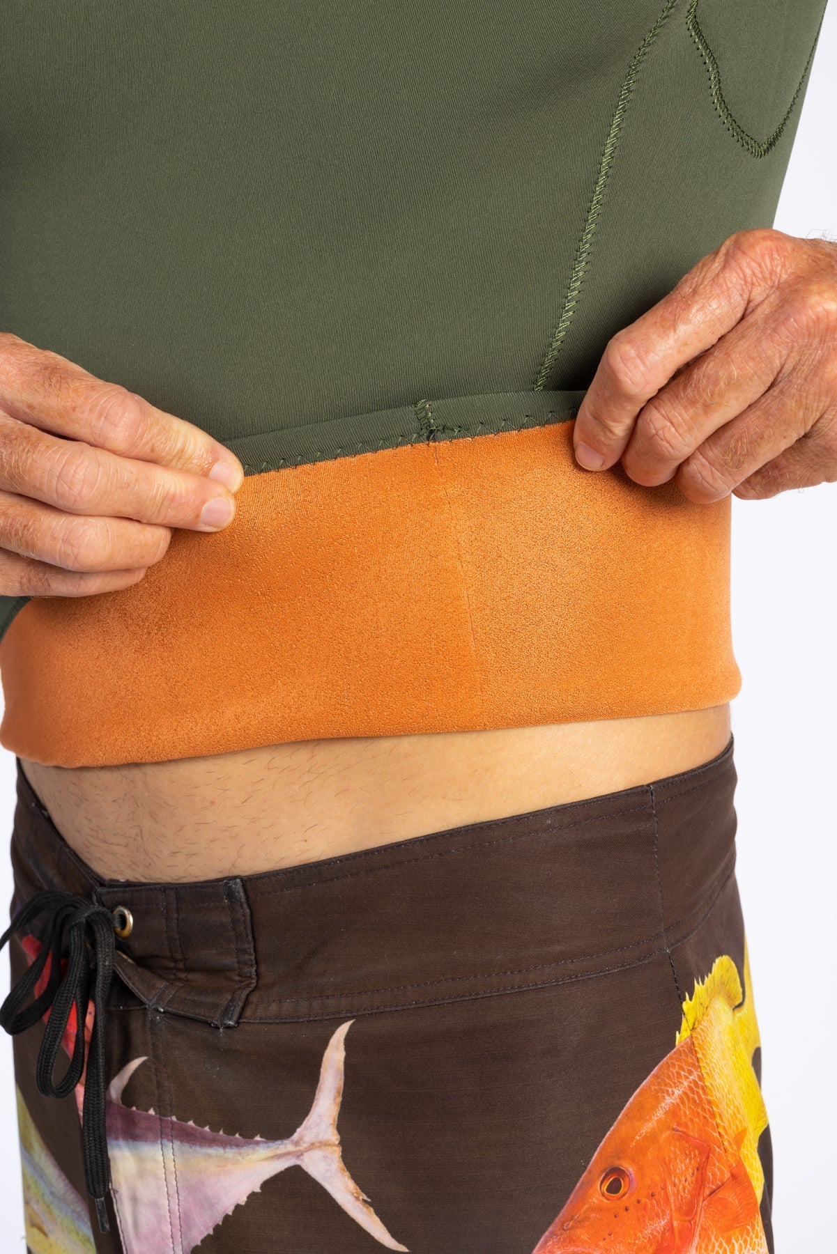 Men's Ranger Green Rear-zip Surf Top v1