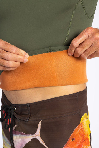 Men's Ranger Green Rear-zip Surf Top v1