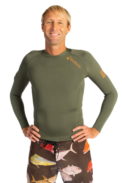 Men's Ranger Green Rear-zip Surf Top v1