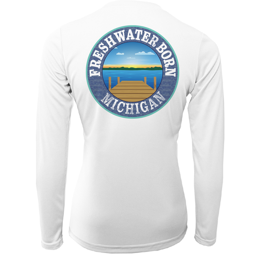 Michigan "Freshwater Heals Everything" Women's Long Sleeve UPF 50+ Dry-Fit Shirt