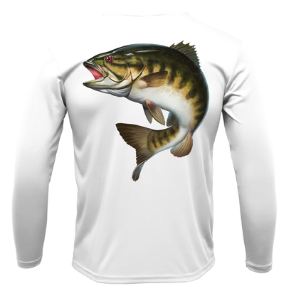 Michigan Freshwater Born Smallmouth Bass Men's Long Sleeve UPF 50+ Dry-Fit Shirt