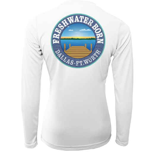 DFW, TX Flag Freshwater Born Women's Long Sleeve UPF 50+ Dry-Fit Shirt