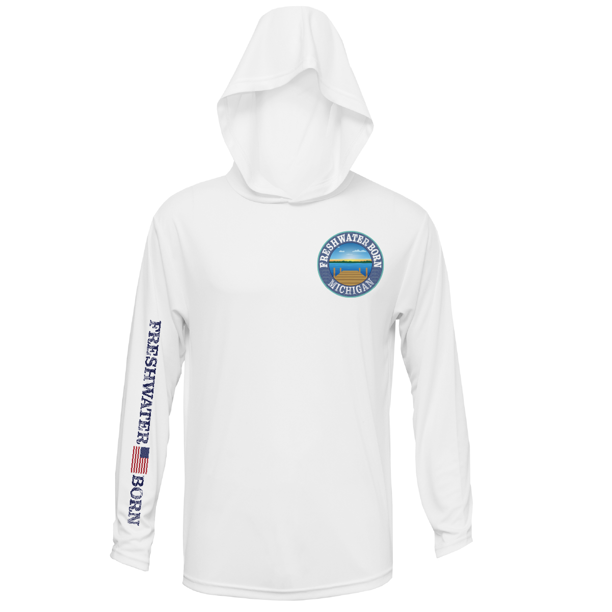 Michigan Freshwater Born Pike Men's Long Sleeve UPF 50+ Dry-Fit Hoodie