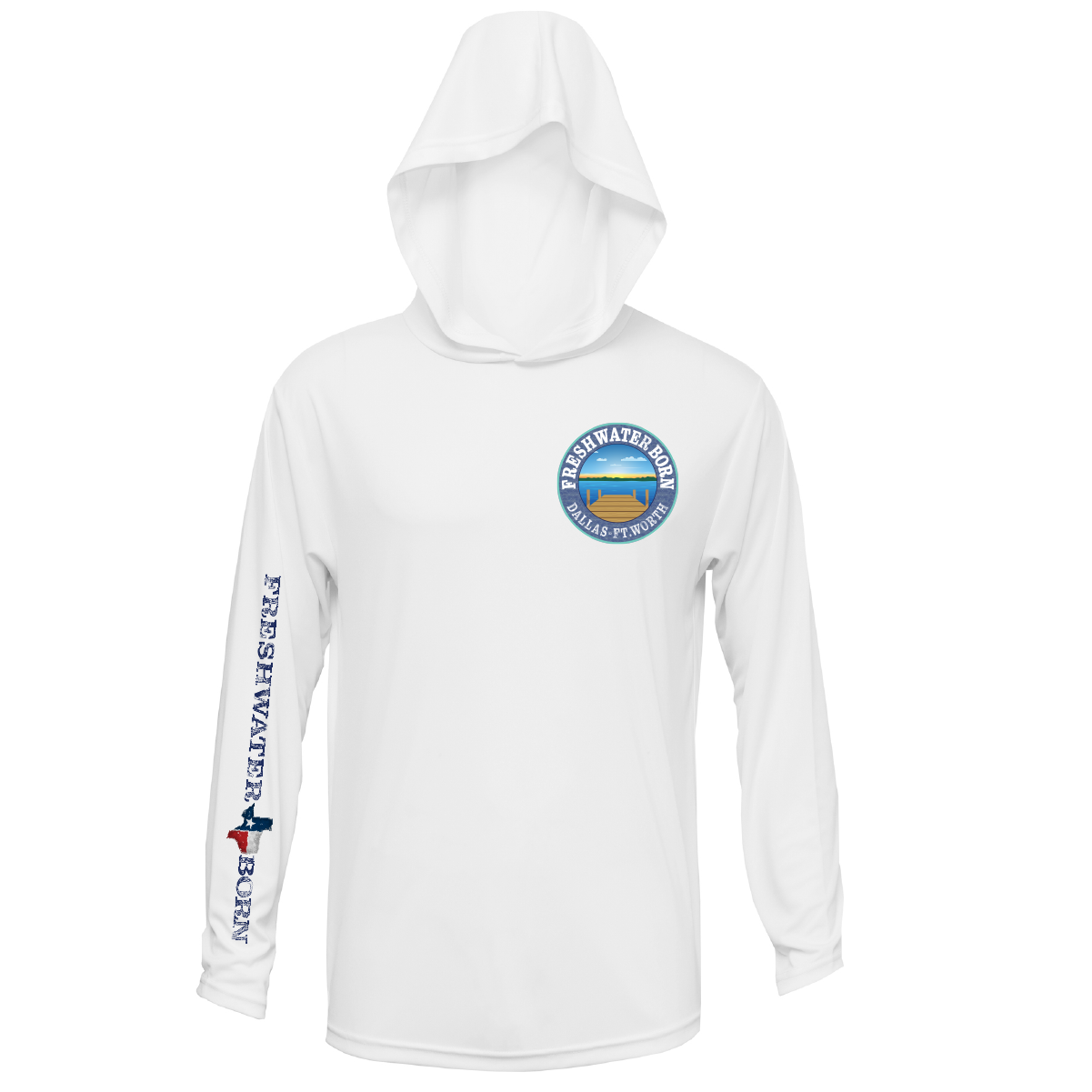 DFW State of Texas Freshwater Born Men's Long Sleeve UPF 50+ Dry-Fit Hoodie