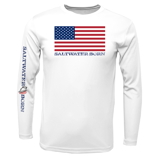 American Flag Boy's Long Sleeve UPF 50+ Dry-Fit Shirt