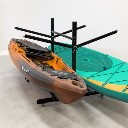 G-Watersport Kayak & Canoe Rack | 4 Levels With Wheels | Double-Sided | Black
