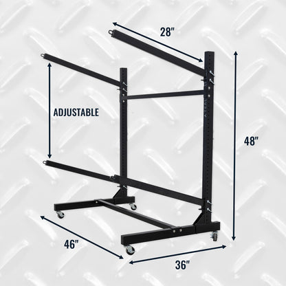 G-Watersport Kayak & Canoe Rack | 2 Levels With Wheels | Single-Sided | Black