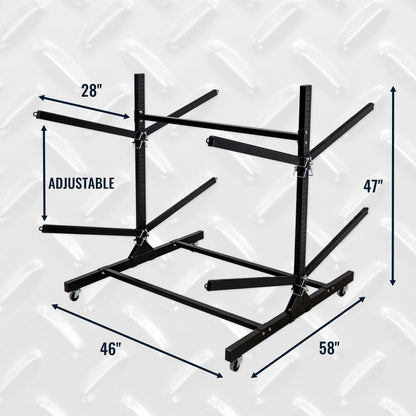 G-Watersport Kayak & Canoe Rack | 4 Levels With Wheels | Double-Sided | Black