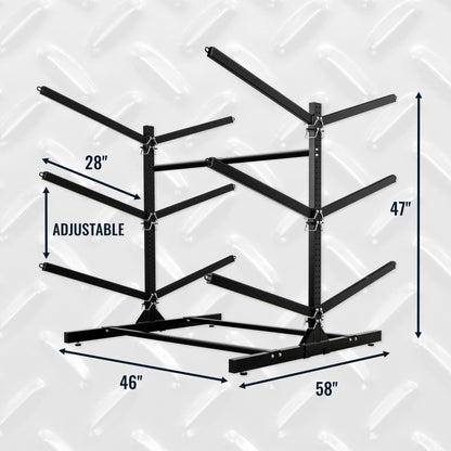 Freestanding 6-Level Double-Sided Kayak & Paddleboard Storage Rack – Black