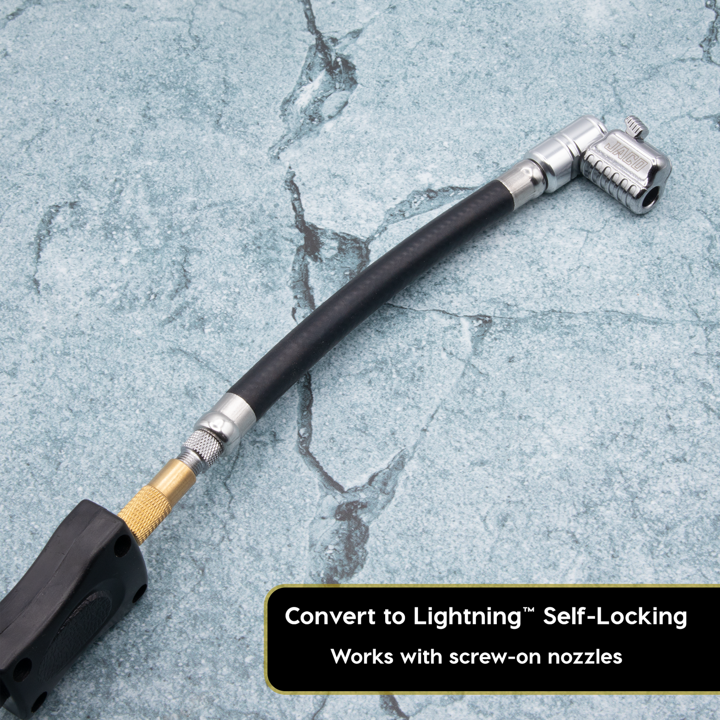Lightning™ L2X Quick-Connect Locking Tire Inflator Air Chuck Extension | Patented Lock-on Compressor Hose Attachment (Open Flow)