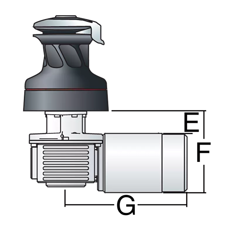 Harken 60 Rewind 24V Horiz Polished Bronze with DF Ctrl Box-Left Winch | SendIt Sailing