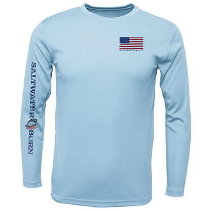 American Flag On Chest Long Sleeve UPF 50+ Dry-Fit Shirt